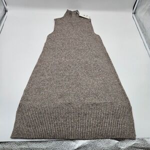 Free Assembly Womens XS Turtleneck Knit Mini Dress Light Heather Oat‎ Sleeveless